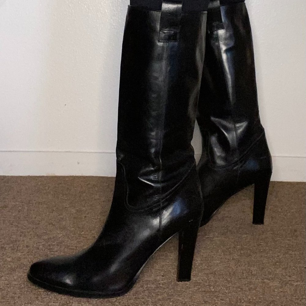 Leather Nine West Studio Boots Black Size 41